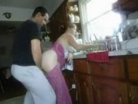 Homemade Morning Quickie With Dish Washing Wife In Kitchen