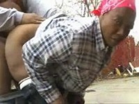 Black Tramp Woman Fucked For Some Cash Just Outside The Homeless Shelter